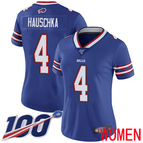 Women Buffalo Bills #4 Stephen Hauschka Royal Blue Team Color Vapor Untouchable Limited Player 100th Season NFL Jersey->women nfl jersey->Women Jersey
